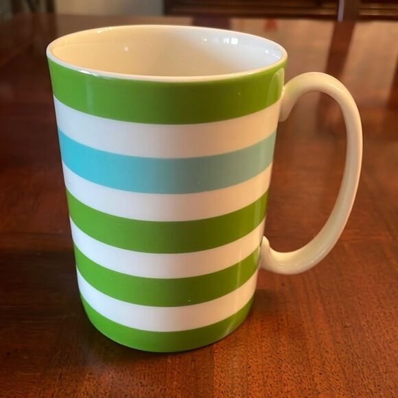 Kate Spade Striped Green and Turquoise Make a Splash Lennox China Coffee Tea Mug - Picture 1 of 5